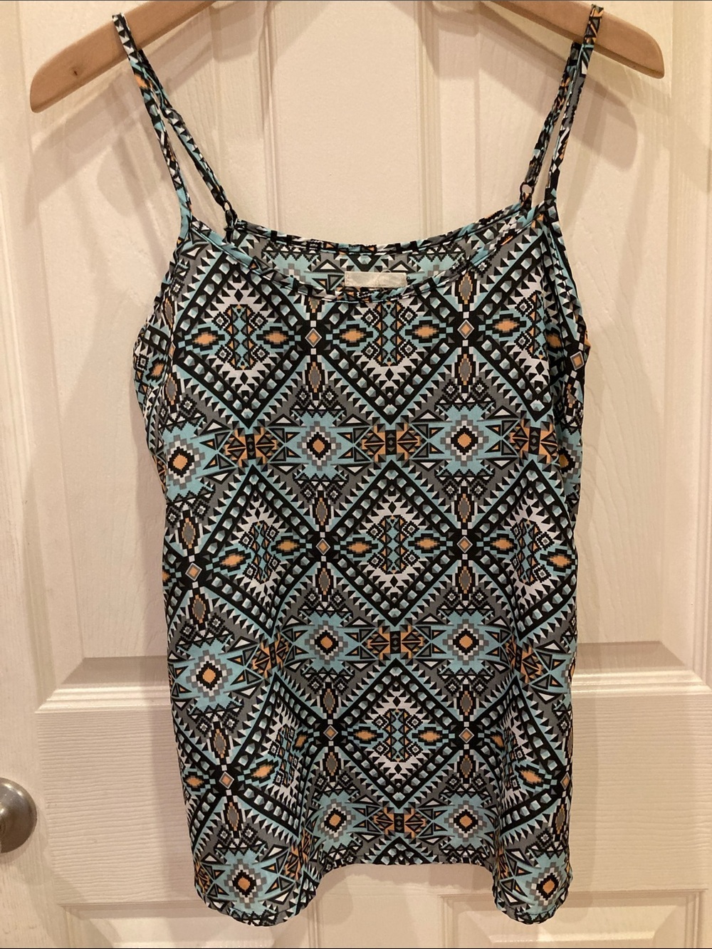 Tulle Light Blue and Black Geometric Print Camisole - Picture 3 of 5